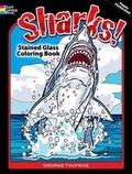 Cover: Sharks! Stained Glass Coloring Book - Dover Publications Inc.