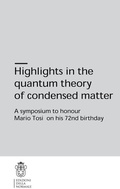Cover: Highlights in the quantum theory of condensed matter - Scuola Normale Superiore