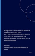 Cover: Early French and German Defenses of Freedom of the Press - Brill