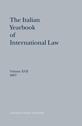 Cover: The Italian Yearbook of International Law, Volume 17 (2007) - Martinus Nijhoff
