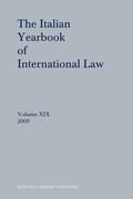 Cover: The Italian Yearbook of International Law, Volume 19 (2009) - Martinus Nijhoff