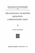 Cover: The Sociology of Return Migration: A Bibliographic Essay - Kluwer Academic Publishers