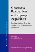 Cover: Generative Perspectives on Language Acquisition - John Benjamins Publishing Co