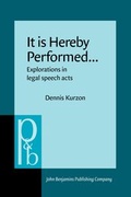Cover: It is Hereby Performed... - John Benjamins Publishing Co