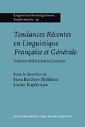 Cover: Tendances Recentes en Linguistique Francaise et Generale - John Benjamins Publishing Co