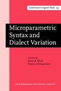Cover: Microparametric Syntax and Dialect Variation - John Benjamins Publishing Co