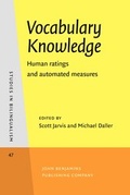 Cover: Vocabulary Knowledge - John Benjamins Publishing Co