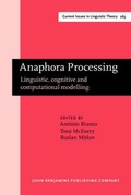 Cover: Anaphora Processing - John Benjamins Publishing Co