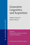 Cover: Generative Linguistics and Acquisition - John Benjamins Publishing Company