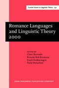 Cover: Romance Languages and Linguistic Theory 2000 - John Benjamins Publishing Company