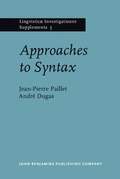 Cover: Approaches to Syntax - John Benjamins Publishing Company