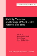 Cover: Stability, Variation and Change of Word-Order Patterns over Time - John Benjamins Publishing Company