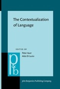 Cover: The Contextualization of Language - John Benjamins Publishing Company