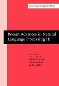 Cover: Recent Advances in Natural Language Processing III - John Benjamins Publishing Company