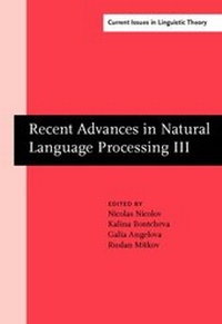 Enlarge image Cover: Recent Advances in Natural Language Processing III - John Benjamins Publishing Company