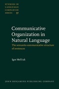 Cover: Communicative Organization in Natural Language - John Benjamins Publishing Company