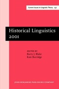 Cover: Historical Linguistics 2001 - John Benjamins Publishing Company