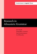 Cover: Research in Afroasiatic Grammar - John Benjamins Publishing Company