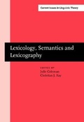Cover: Lexicology, Semantics and Lexicography - John Benjamins Publishing Company