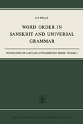 Cover: Word Order in Sanskrit and Universal Grammar - Kluwer Academic Publishers
