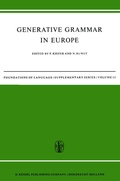 Cover: Generative Grammar in Europe - Kluwer Academic Publishers