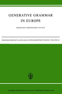 Enlarge image Cover: Generative Grammar in Europe - Kluwer Academic Publishers