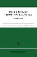 Cover: Trends in Soviet Theoretical Linguistics - Springer