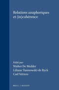 Cover: Relations anaphoriques et (in)coherence - Rodopi