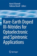 Cover: Rare-Earth Doped III-Nitrides for Optoelectronic and Spintronic Applications - Springer
