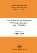 Cover: Von Richthofen bis Remarque - Rodopi