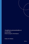 Cover: Anaphores pronominales et nominales - Rodopi