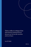 Cover: Titres, toiles et critique d'art - Rodopi