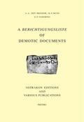 Cover: A Berichtigungsliste of Demotic Documents. B. Ostrakon Editons and Various Publications - Peeters Publishers