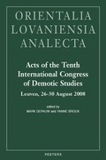 Cover: Acts of the Tenth International Congress of Demotic Studies - Peeters Publishers
