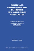 Cover: Bochumer Philosophisches Jahrbuch fuer Antike und Mittelalter - John Benjamins Publishing Co