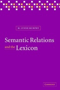Cover: Semantic Relations and the Lexicon - Cambridge University Press