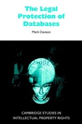 Cover: The Legal Protection of Databases - Cambridge University Press