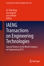 Cover: IAENG Transactions on Engineering Technologies - Springer