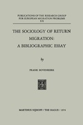 Cover: The Sociology of Return Migration: A Bibliographic Essay - Springer