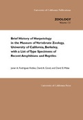 Cover: Brief History of Herpetology in the Museum of Vertebrate Zoology, University of California, Berkeley, with a List of Type Specimens of Recent Amphibians and Reptiles - University of California Press