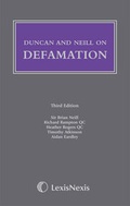 Cover: Duncan and Neill on Defamation - Butterworths Law