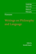 Cover: Hamann: Writings on Philosophy and Language - Cambridge University Press