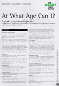 Enlarge image Cover: At What Age Can I? - Children's Legal Centre