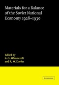 Cover: Materials for a Balance of the Soviet National Economy, 1928-1930 - Cambridge University Press