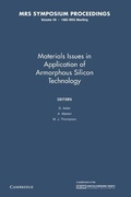 Cover: Materials Issues in Applications of Amorphous Silicon Technology: Volume 49 - Cambridge University Press