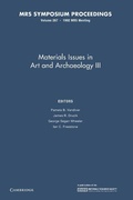 Cover: Materials Issues in Art and Archaeology III: Volume 267 - Cambridge University Press