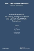 Cover: III-Nitride Materials for Sensing, Energy Conversion and Controlled Light-Matter Interactions: Volume 1202 - Cambridge University Press