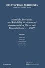 Cover: Materials, Processes and Reliability for Advanced Interconnects for Micro- and Nanoelectronics - 2009: Volume 1156 - Cambridge University Press