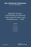 Cover: Materials, Processes and Reliability for Advanced Interconnects for Micro- and Nanoelectronics - 2009: Volume 1156 - Cambridge University Press