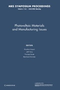 Cover: Photovoltaic Materials and Manufacturing Issues: Volume 1123 - Cambridge University Press